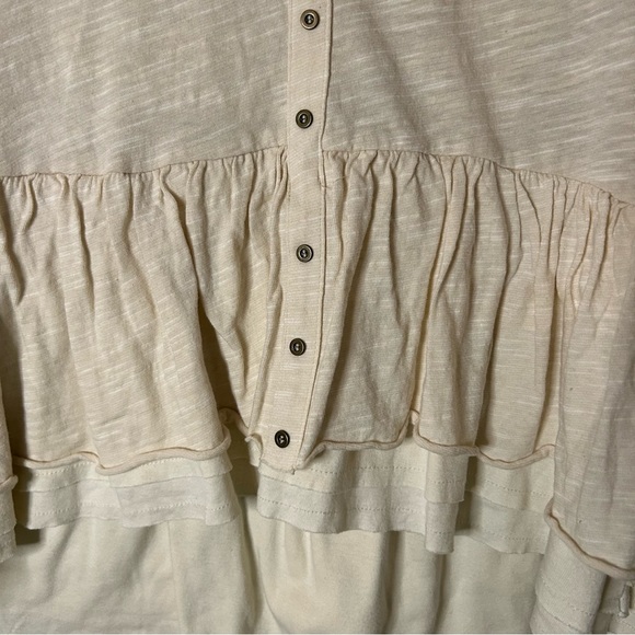 Anthropologie Pilcro Chrissy Babydoll Ruffle Cream Top - Picture 7 of 7